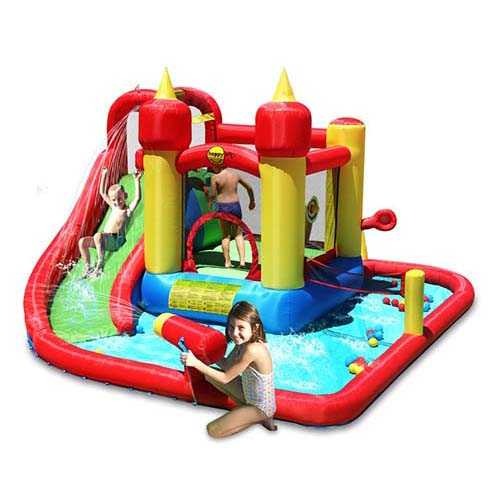 מתנפח לחצר אם מגלשת מים עם מתקן קפיצה 9016