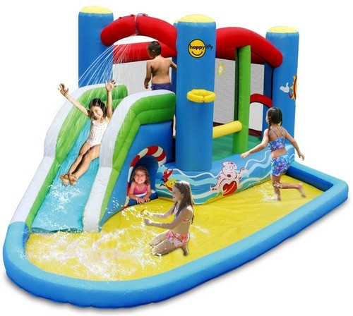 ​פארק מים ביתי ומתקן קפיצה משולב Happy Hop 9381 – טרמפולינה, מגלשת מים ובריכה לילדים | במחירי יבואן