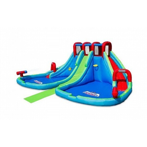 פארק מים ענק לחצר מגה מרוצים עם 3 מגלשות דגם 9283B חדש
